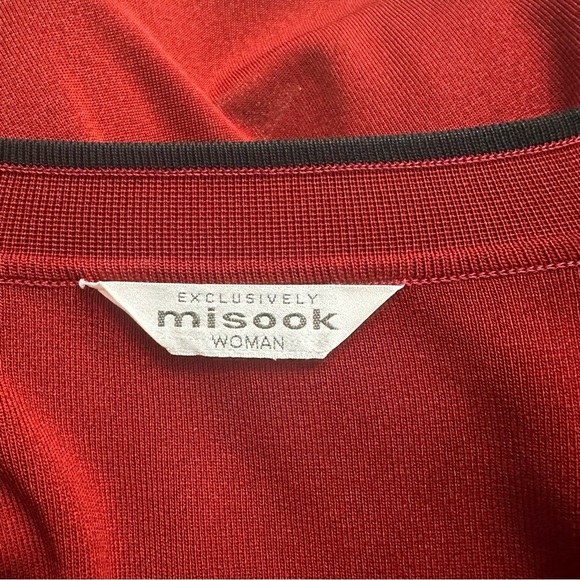 Misook Open Long Cardigan Burnt Red Black Stripe Detailing Quiet Luxury XXXL EUC - Picture 2 of 8